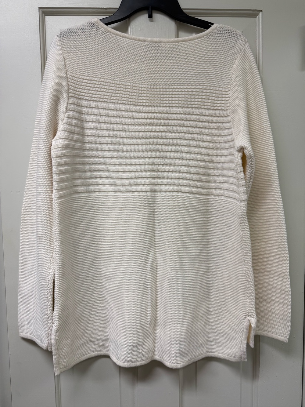 Talbots White Ribbed-Panel Crewneck Sweater - Picture 3 of 5